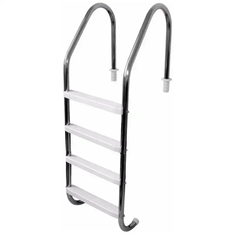 Escada para piscina 1.1/2 POL em aço inox com 4 degraus anatômicos em ABS Sodramar