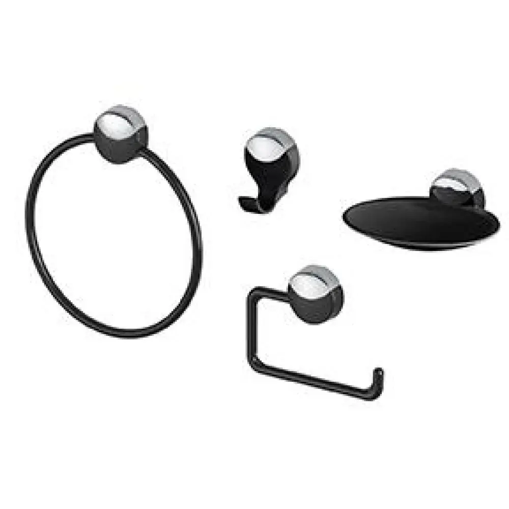 Kit banheiro lavello 4 pecas preto/crom Herc
