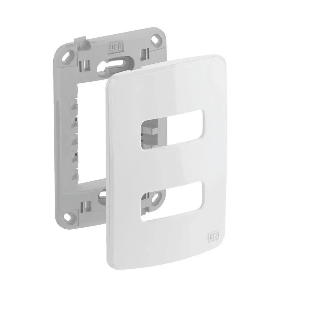 Conjunto placa e suporte 4X2 2P horizontal branco da WEG