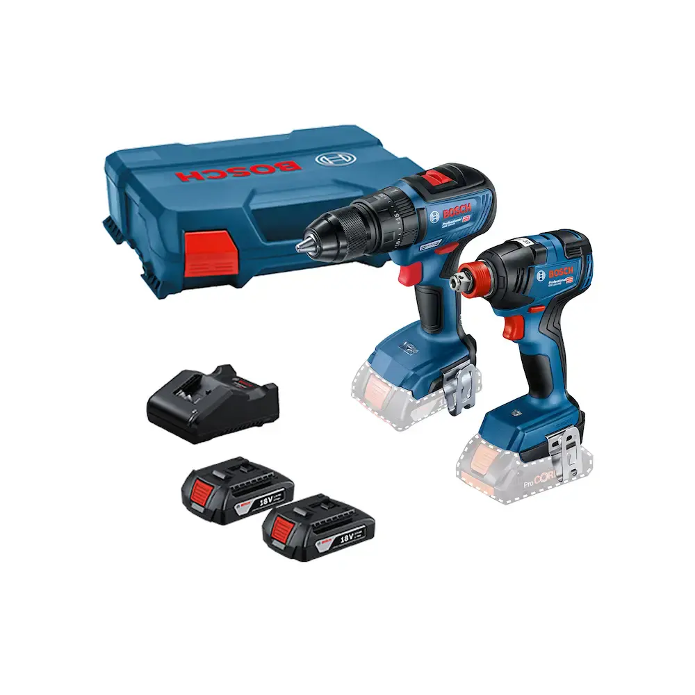 Kit parafusadeira GSB-18V-50 + chave impacto bivol TGDX-18V-200 Bosch Bivolt — fotografia de referência