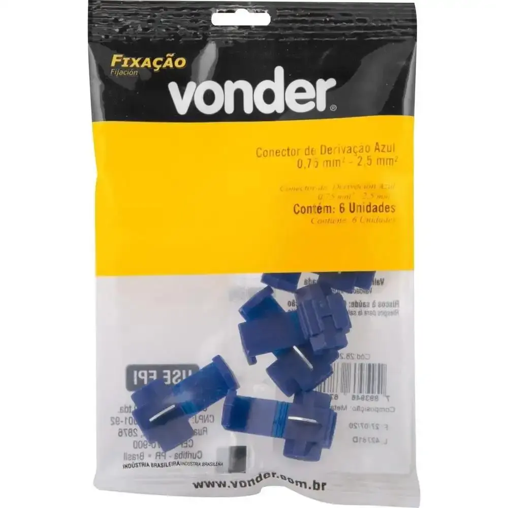 Conector derivação 0,75MM² a 2,5MM² 6UN 2827007250 Vonder — fotografia 2