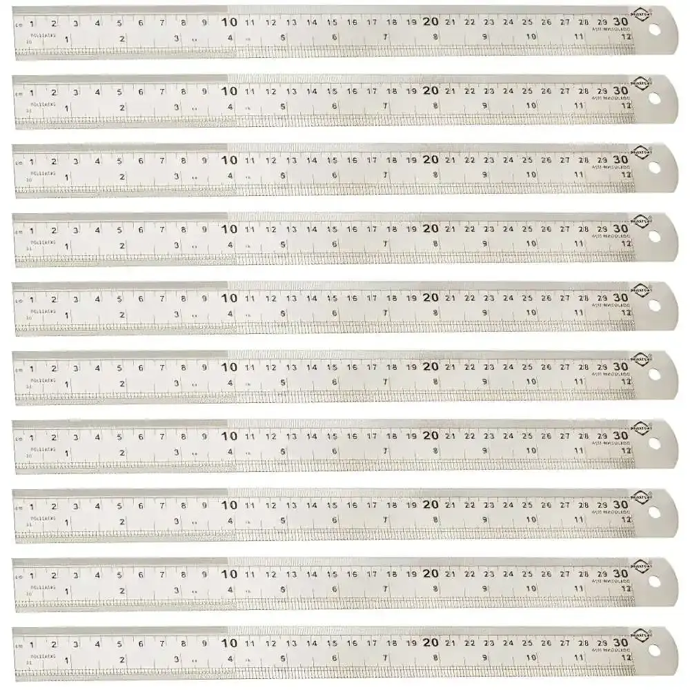 Régua Escala de Aço 30 cm com 10 Unidades 145416 BRASFORT