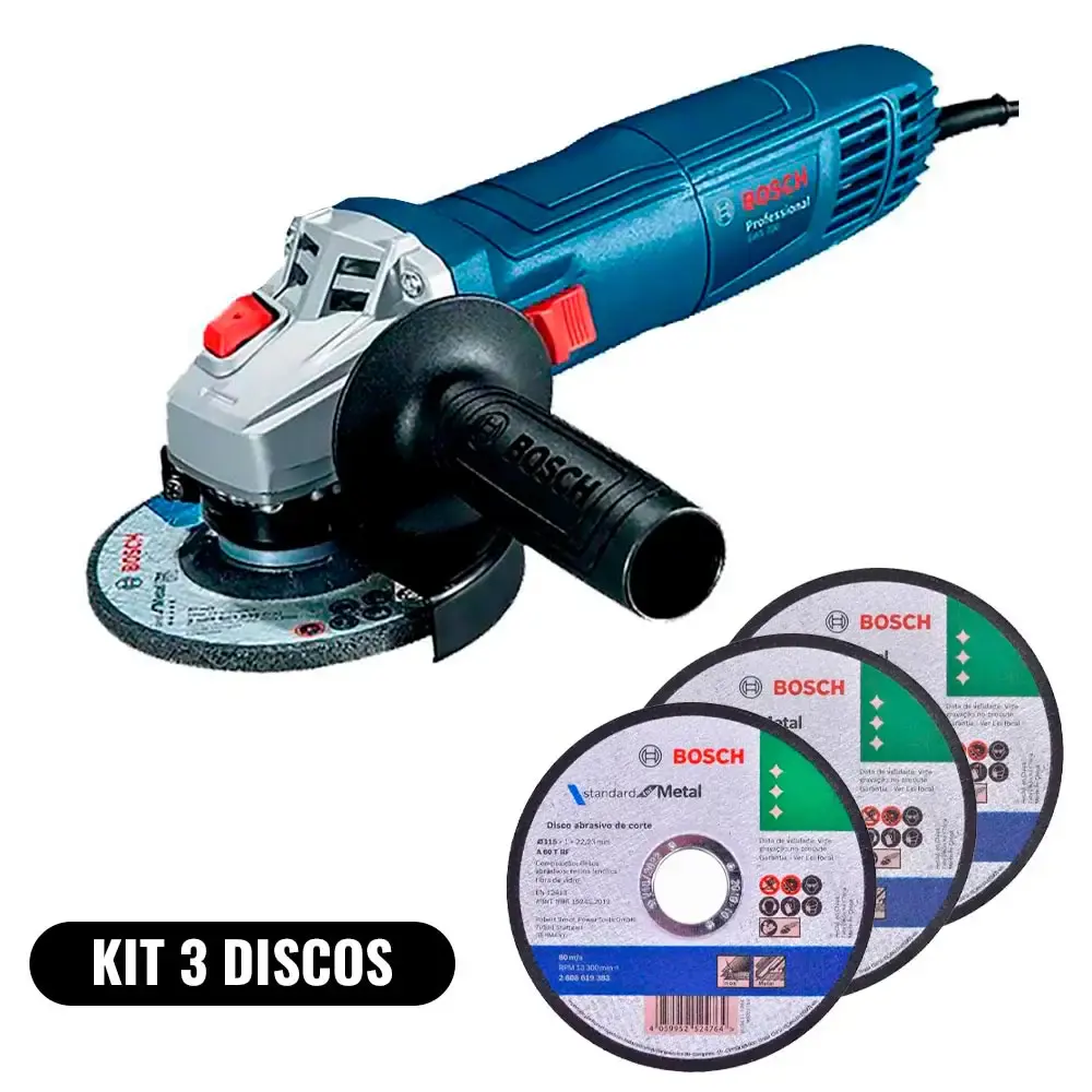 Kit Esmerilhadeira Angular 4.1/2 POL 700W GWS 700 + Disco de Corte 4.1/2POL 115 mm X 1.0 mm 110 V Bosch — fotografia de referência
