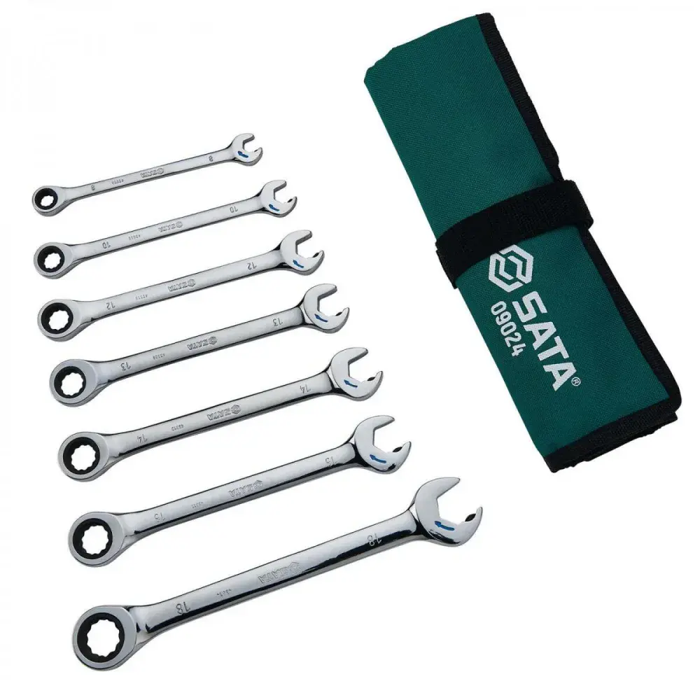 Jogo de chave combinada catraca de 8 a 18MM Sata 7 peç — fotografia de referência