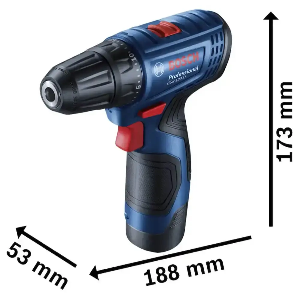 Parafusadeira e furadeira à bateria 12V GSR 120-LI com 1 bateria e maleta Bosch Bivolt — fotografia 3