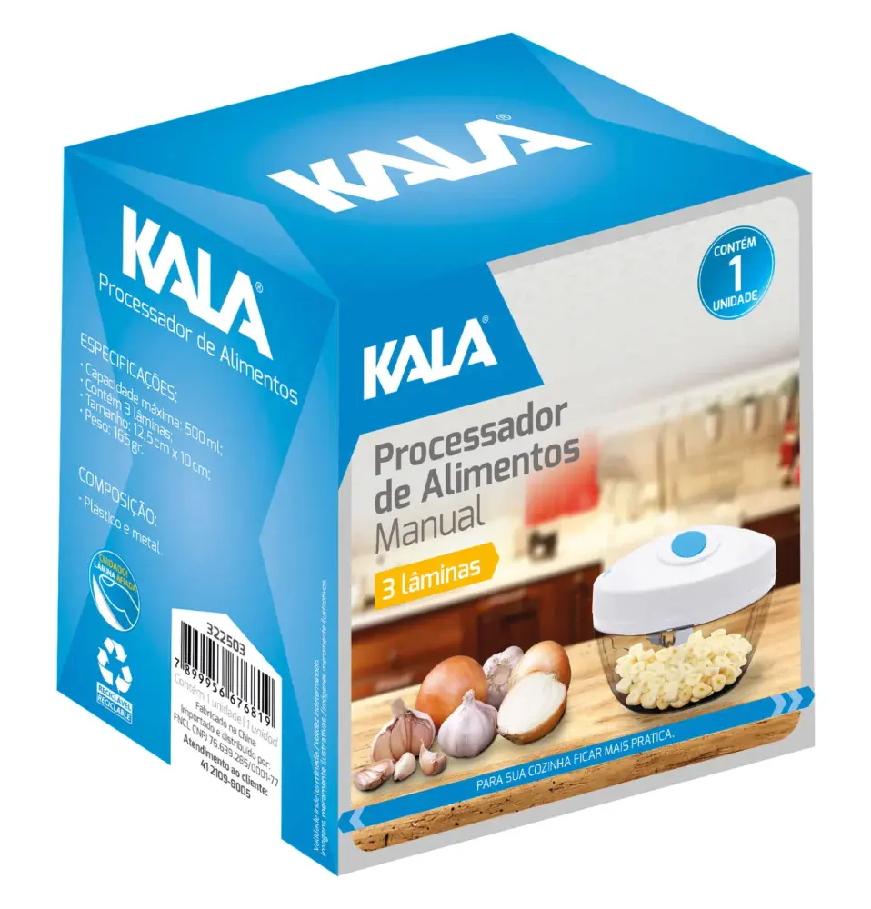 Processador de alimentos manual com 3 lâminas Kala — fotografia 2