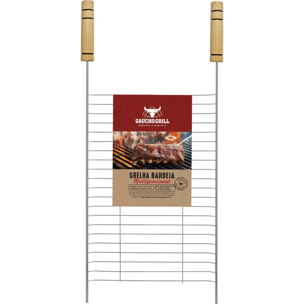 Grelha bandeja para churrasco cromado 32X47CM Grilazer