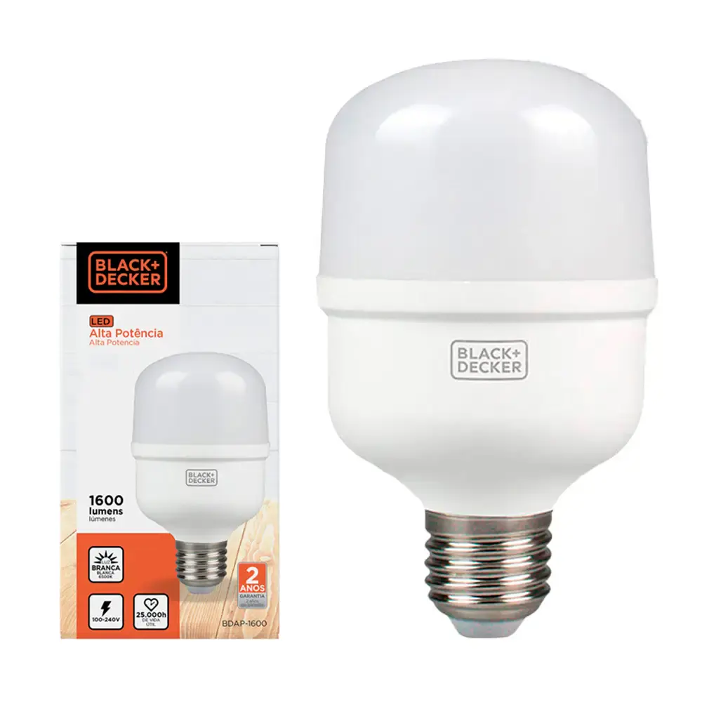 Lâmpada led 30W bivolt 6500K alta potência BDAP-2400-01 black e decker