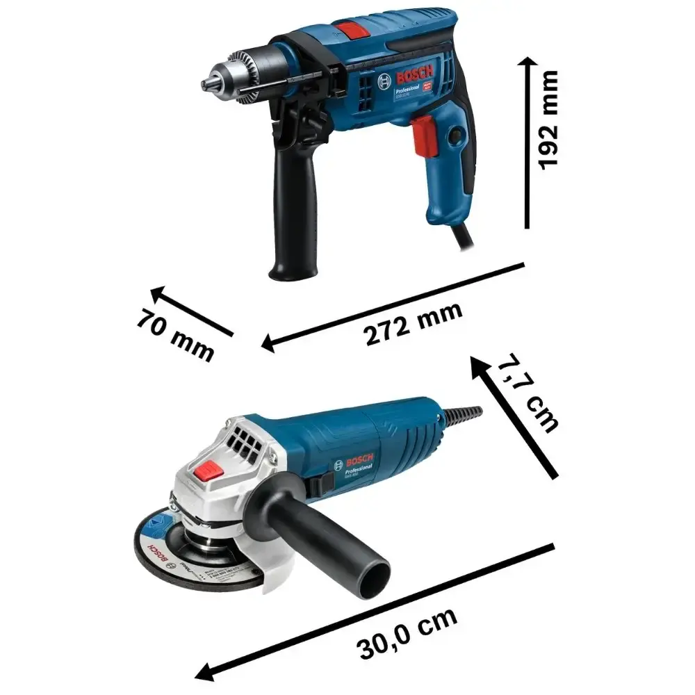 Furadeira de impacto 1/2 POL GSB 13RE com esmerilhadeira angular 850W GWS850 Bosch 220 V — fotografia 4