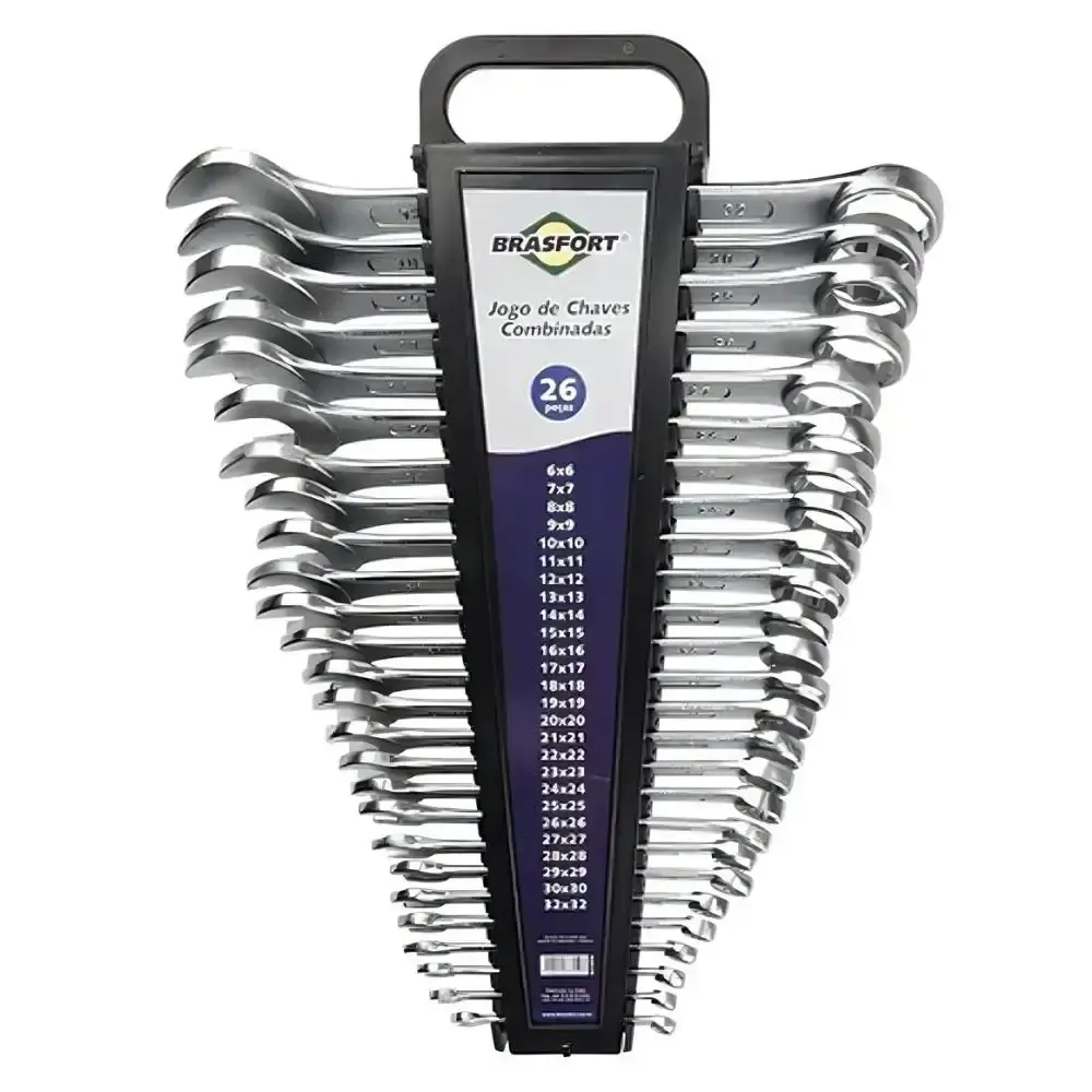 Jogo de chave combinada 6 a 32MM 26 peças aço 6036 Brasfort