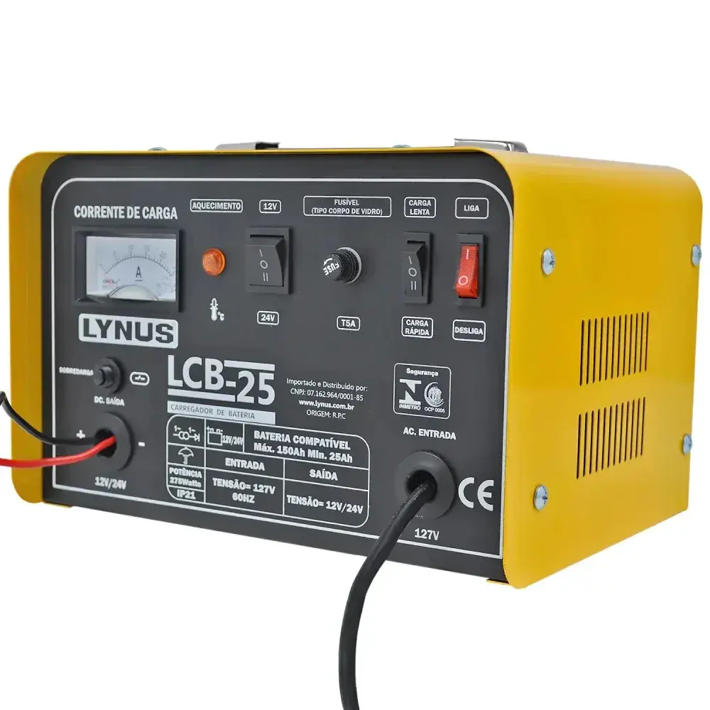 Carregador bateria veicular 25 amp 12/24V LCB-25 Lynus -220V — fotografia 7
