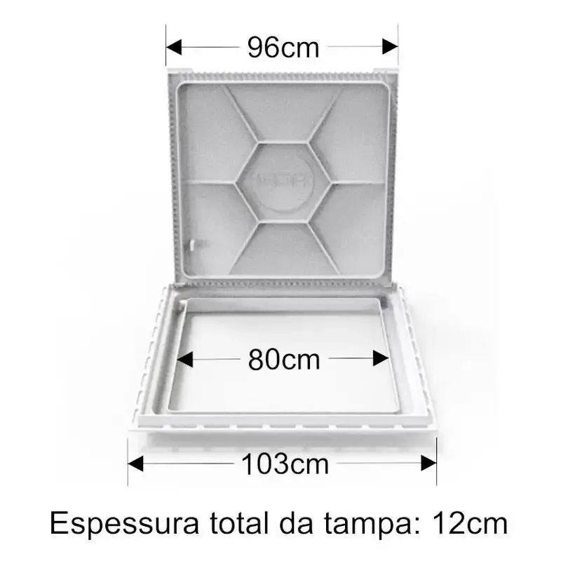 Tampão 90 x 90 CM Rebaixado Articulado Grelha Invisível Casa Máquinas Piscinas 371905 Marrom GDA — fotografia 7