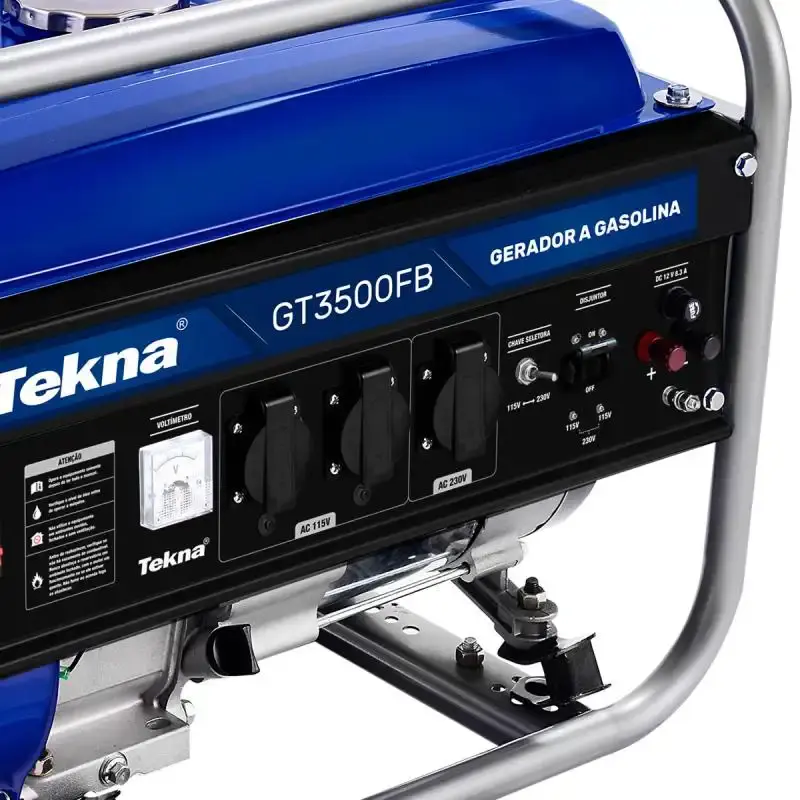 Gerador energia gasolina 6.5HP 3.1KVA 4 tempos bivolt GT3500FB Tekna — fotografia 4