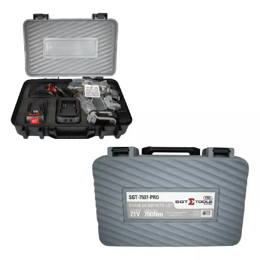 Chave de impacto 1/2 POL com 2 baterias 21V carregador e maleta SGT-7507 Sigma Bivolt — fotografia 8