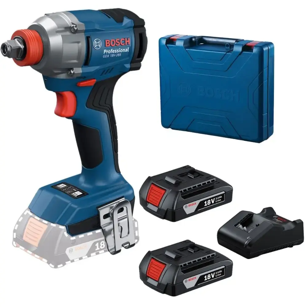 Chave de impacto 18V 1/2 POL 285 nm GDX 18V-285 com 2 baterias e maleta Bosch — fotografia de referência