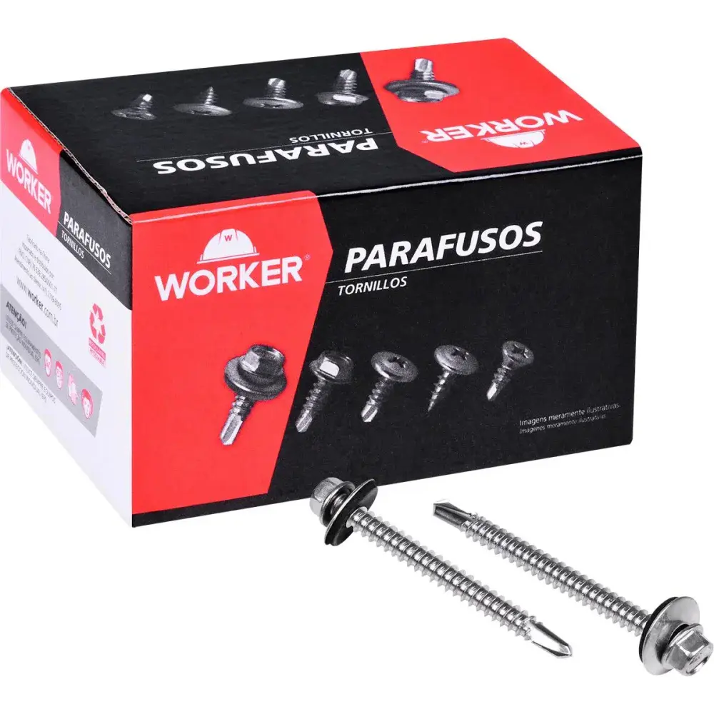 Parafuso ponta broca cs inox 5,5MM x 2.1/2 200 peç Worker