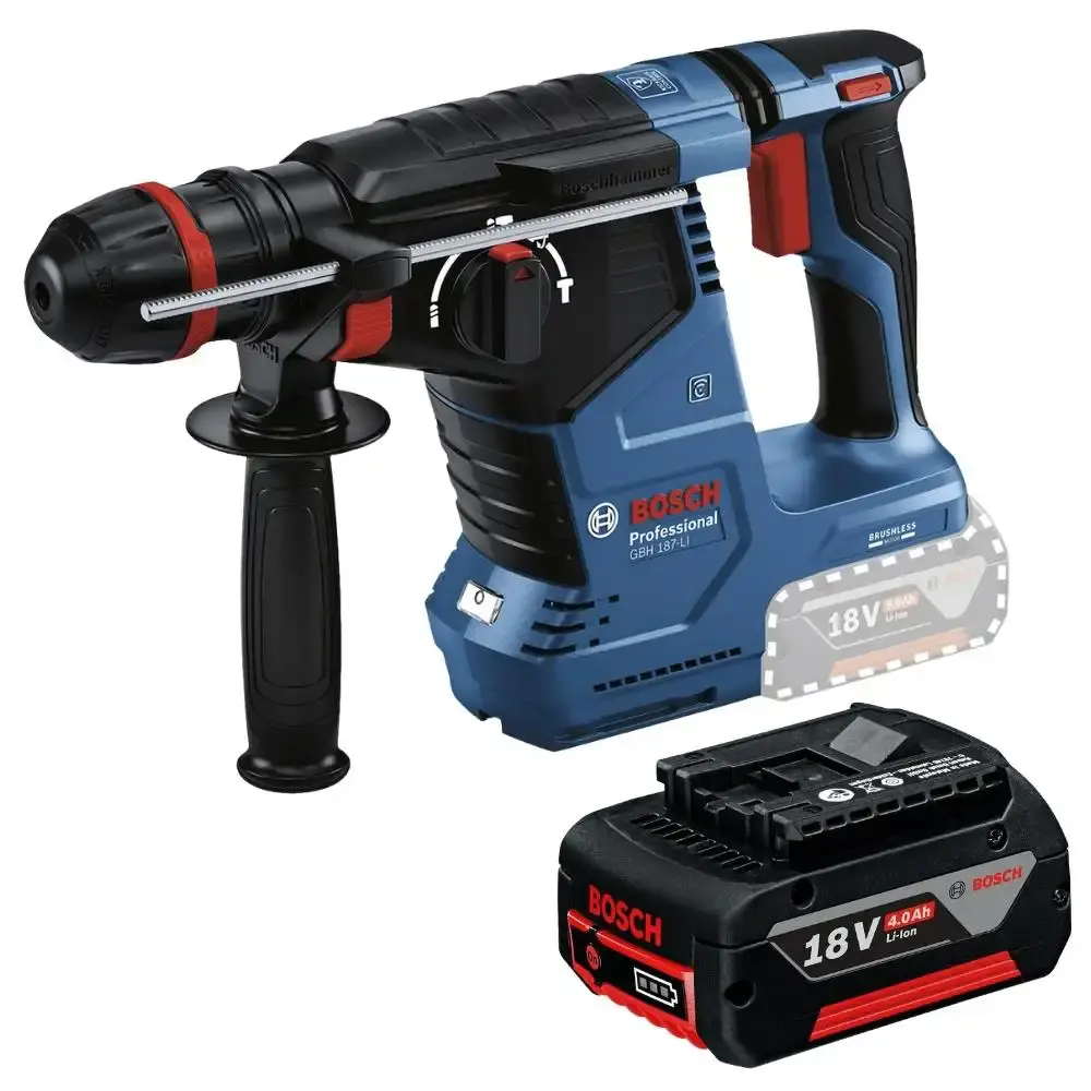 Martelete plus 18V 3KG GBH 187-LI brushless com bateria 4AH Bosch — fotografia de referência