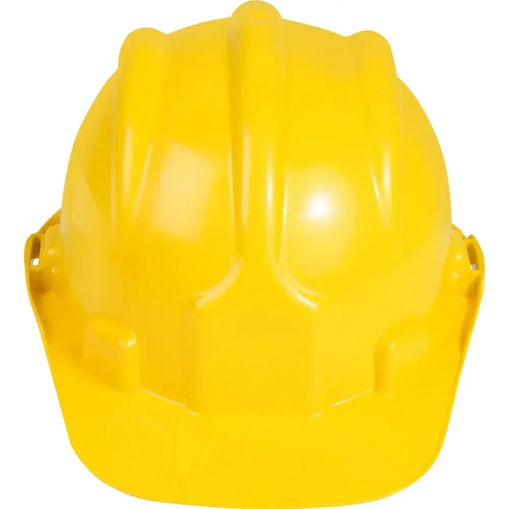 Capacete de proteção amarelo com carneira e aba frontal Worker — fotografia 6