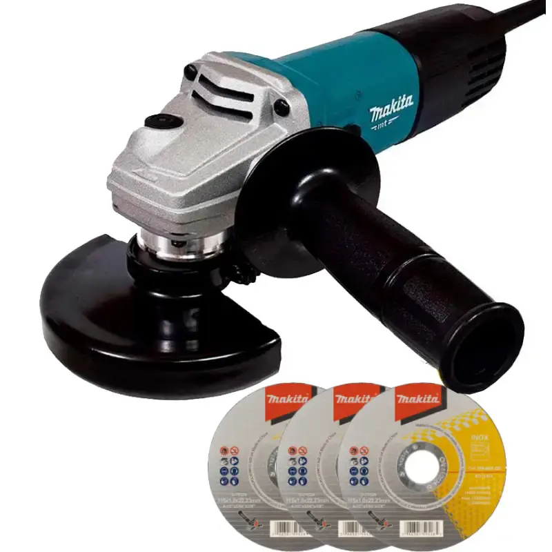 Esmerilhadeira angular 4.1/2 POL 850W M9510B Makita MT + kit 3 discos 110 V — fotografia de referência