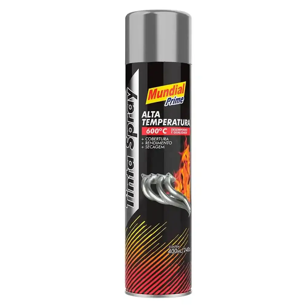 Tinta spray 400ML alta temperatura alumínio AE01000098 mundial prime