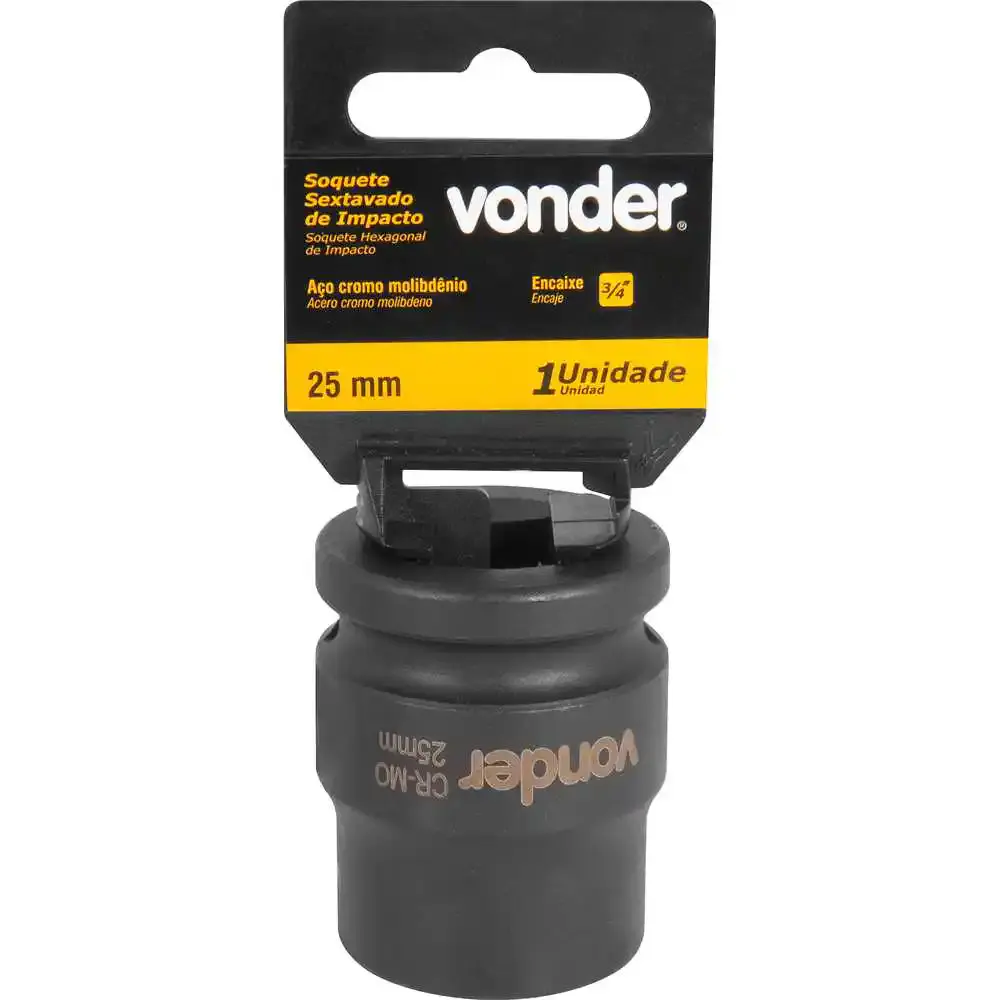Soquete Sextavado de Impacto Encaixe 3/4 polegada 25Mm cromado VONDER — fotografia 2