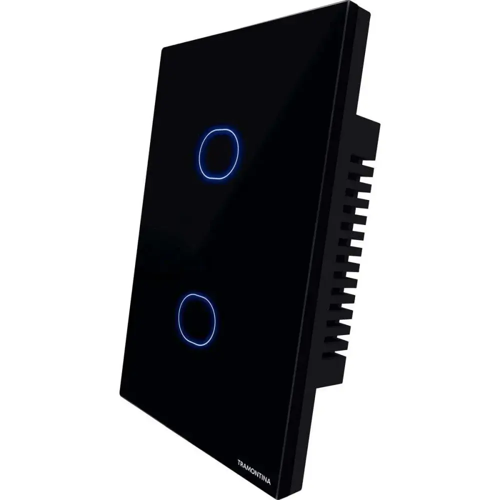 Interruptor touch smart de 2 canais preto Tramontina — fotografia 4
