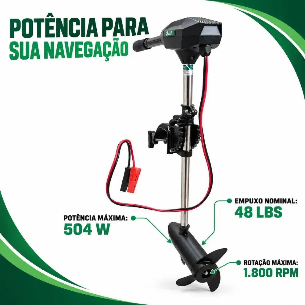Motor elétrico de popa 12V 48LB para barco 504W digital haste ajustável Zelt — fotografia 6