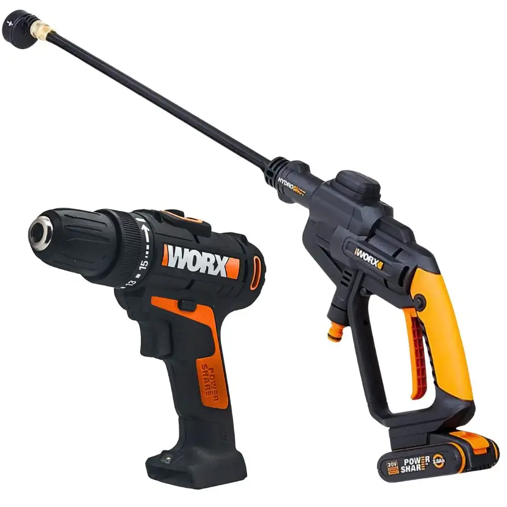 Parafusadeira furadeira 20V WX101.9 com lavadora de alta pressão WG620E worx Positec
