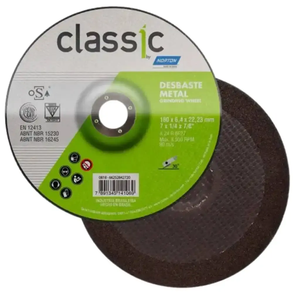 Disco de Desbaste Metal 7 Pol x 6,4 mm Furo 7/8 Pol Tipo 27 NORTON