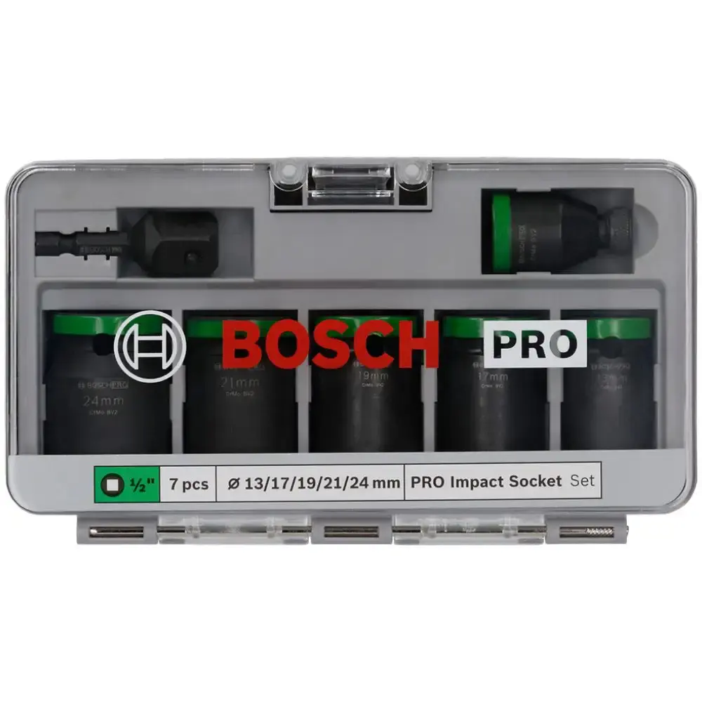 .Jogo de soquetes PRO impact curto encaixe 1/2 a 1/4POL 7 peças bosch Bosch Ferramentas Manuais