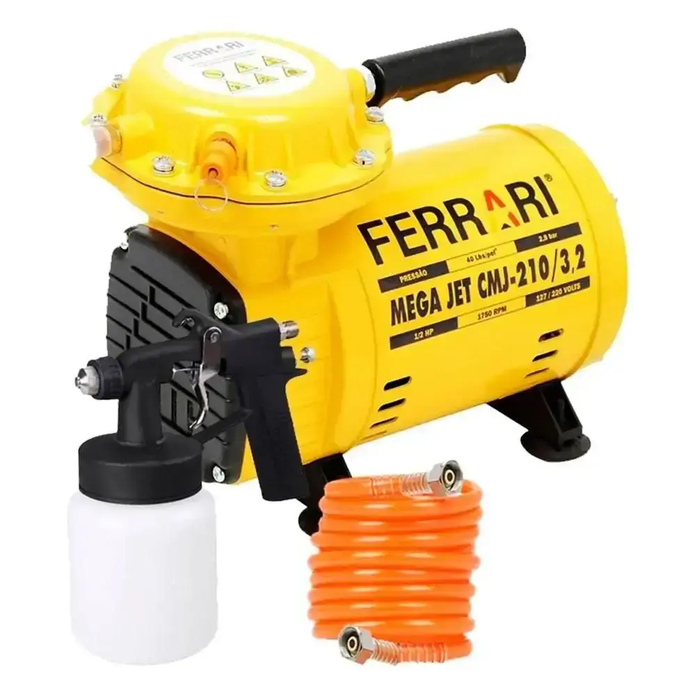 Compressor ar direto 1/2 HP mega JET CMJ-210/3.2 bivolt com kit Ferrari — fotografia 9