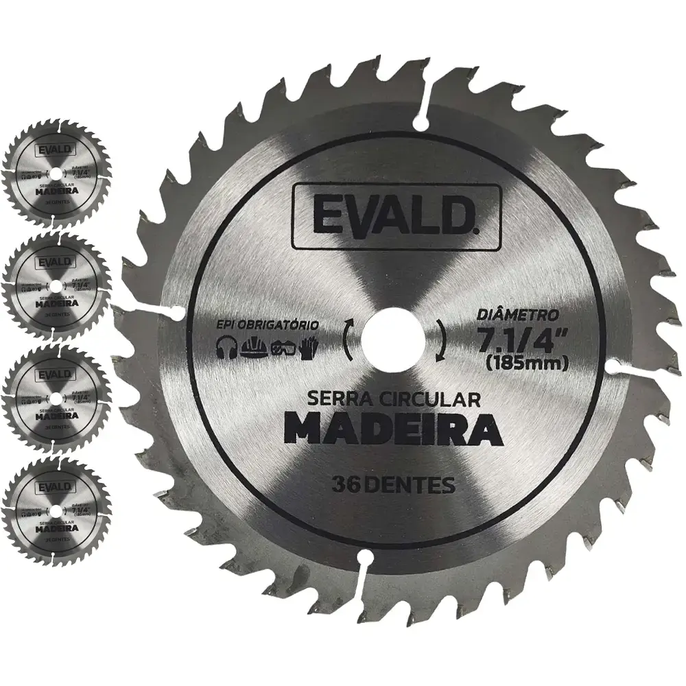 Disco de serra circular 7.1/4 POL 36 dentes com 5 unidades Evald