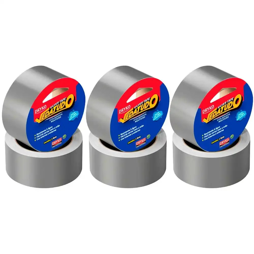 Fita silver tape 44MM x 5M vedatudo cinza 6 uni Dryko — fotografia de referência