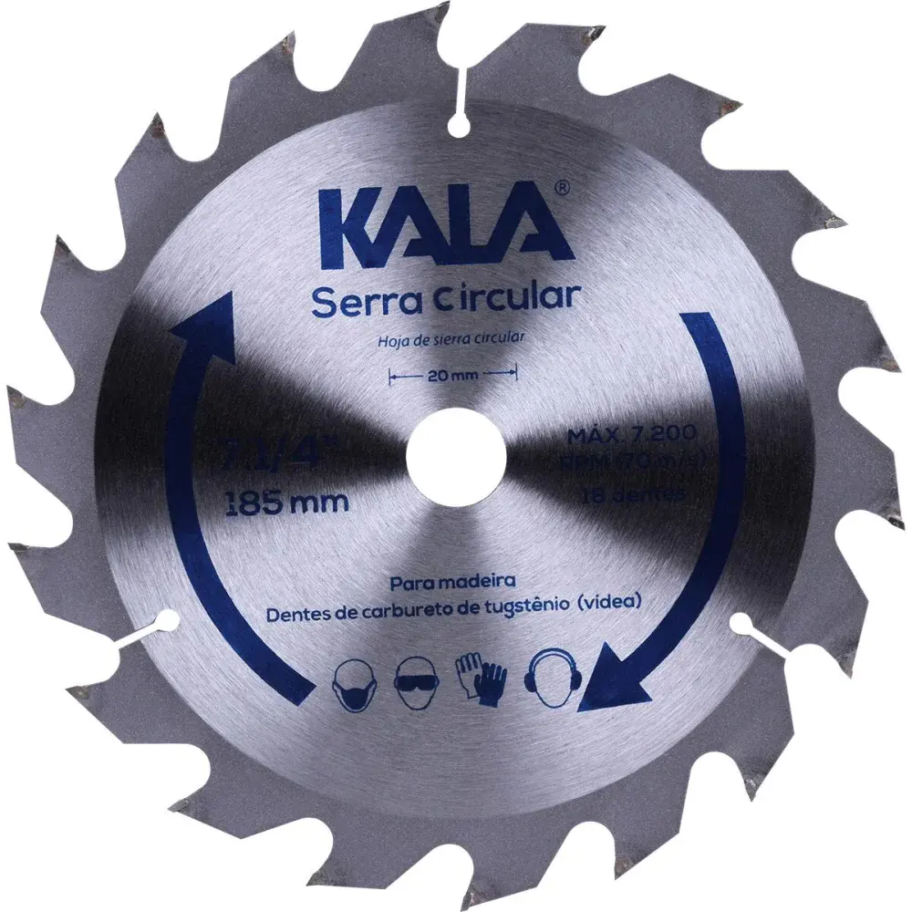 Disco serra circular 7.1/4 para madeira 18 dentes 7200RPM Kala — fotografia de referência