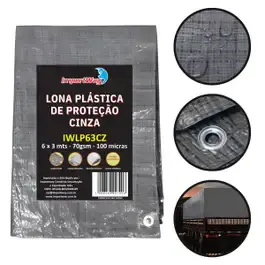 Lona Carreteiro 100 Micras Leve 6 x 3 Metros Cinza IWLP63TR IMPORTWAY — fotografia 2