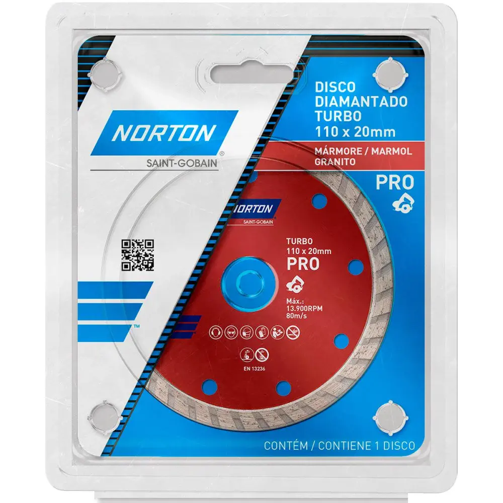 Disco diamantado pro turbo para serra mármore 110X20MM Norton — fotografia de referência