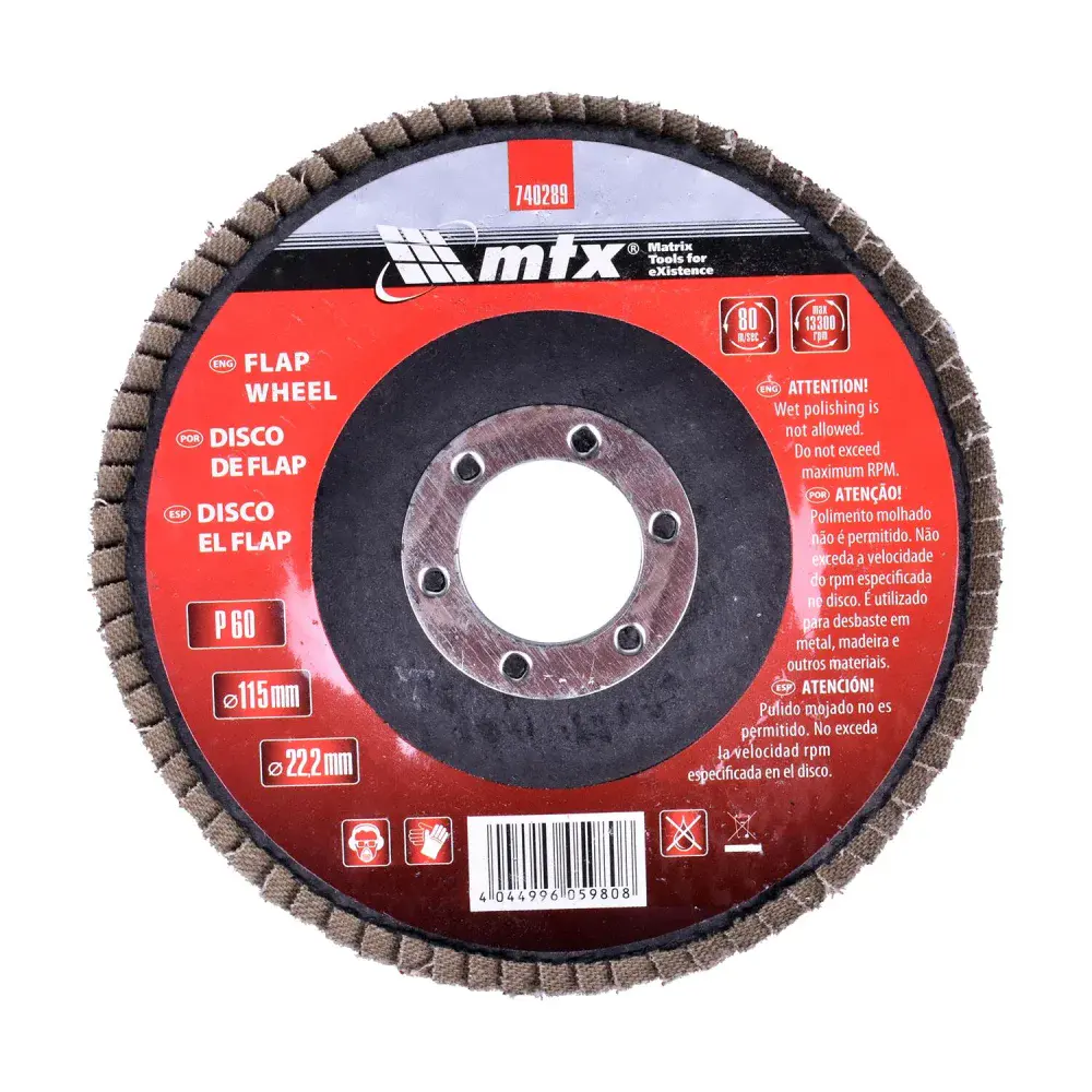 Lixa disco flap 115 × 22 mm G60 MTX — fotografia de referência