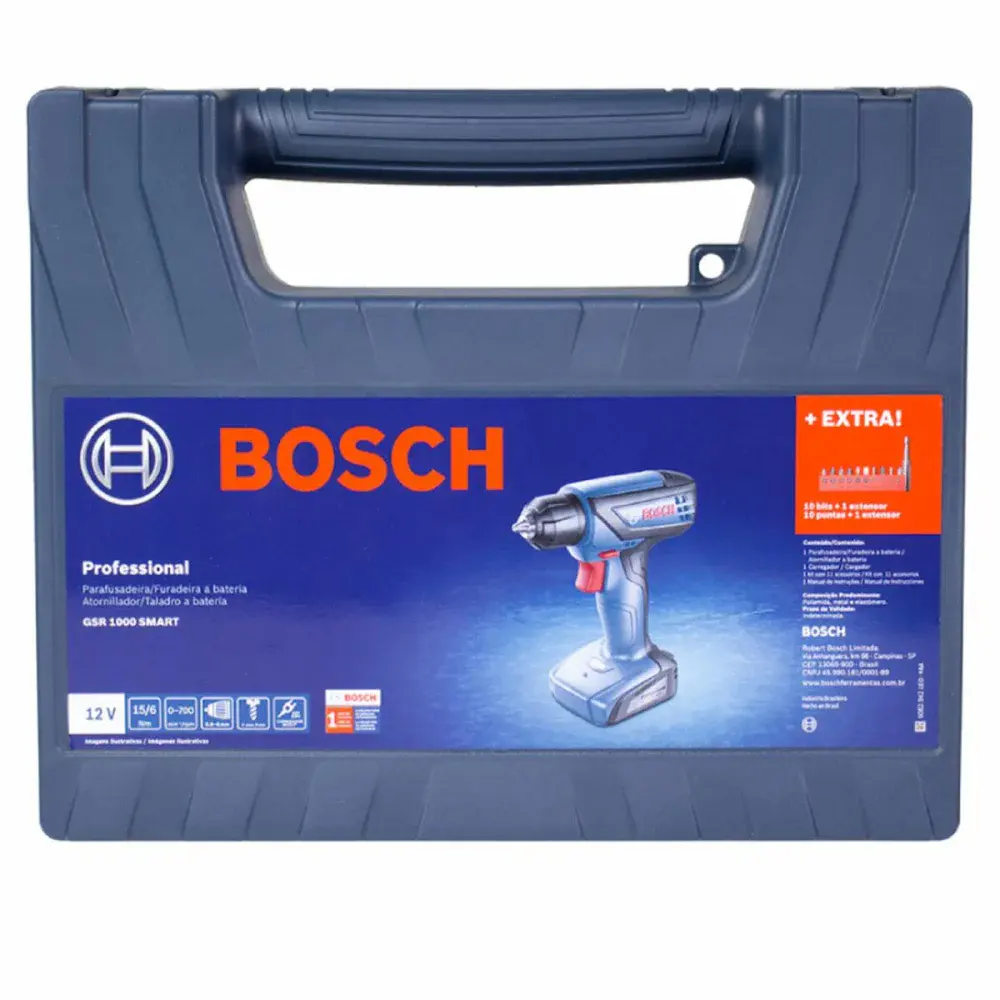 Furadeira parafusadeira GSR1000 smart 12V com 32 bits e maleta Bosch — fotografia 4