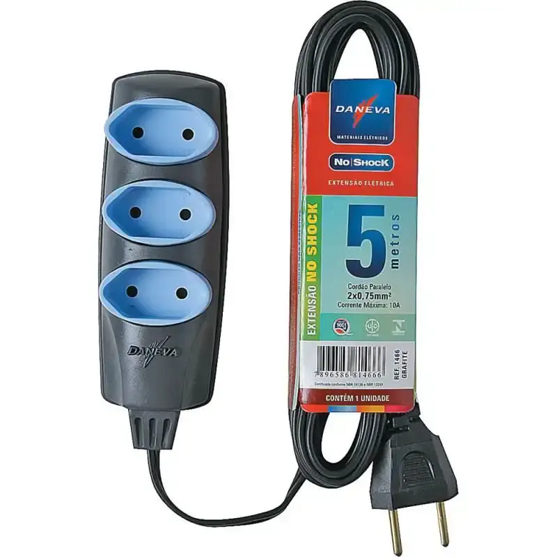 Extensão elétrica 5M cabo PP 0.75MM Daneva