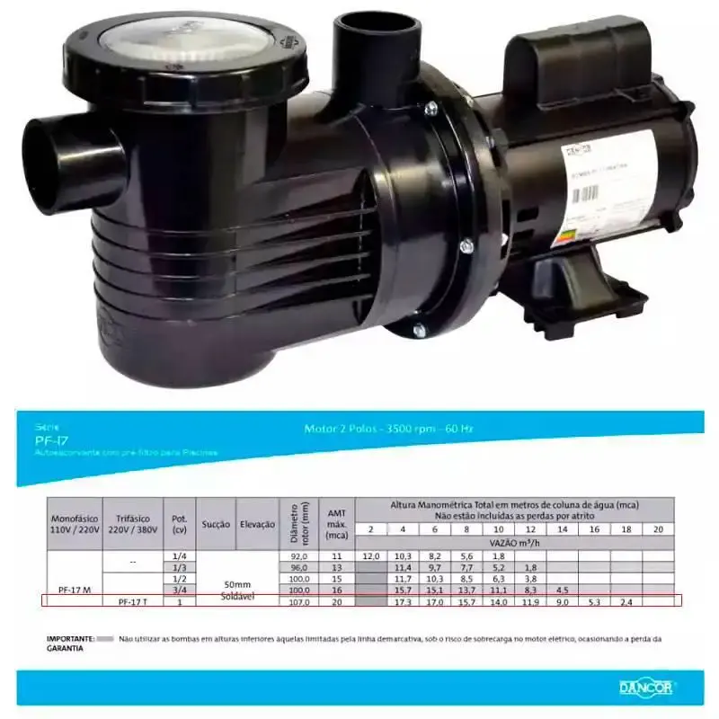 Filtro para piscina DFR-22 com bomba 1.0 CV monofásica Dancor — fotografia 3