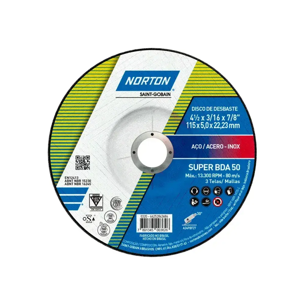Disco de desbaste super aços BDA50 115X5,,23MM Norton — fotografia 3