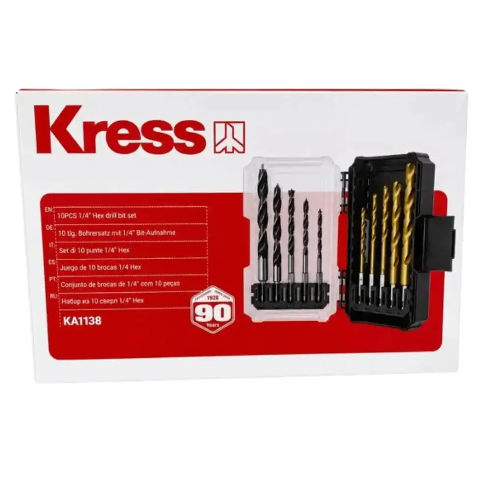 Jogo de brocas cilindricas 1/4POL madeira e metal 6 a 10MM Kress — fotografia 4