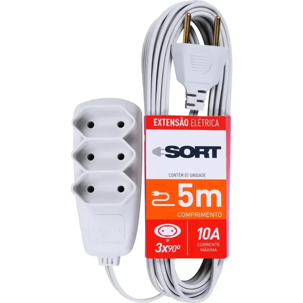 Extensão elétrica com cordão paralelo 5M gelo Daneva — fotografia 4