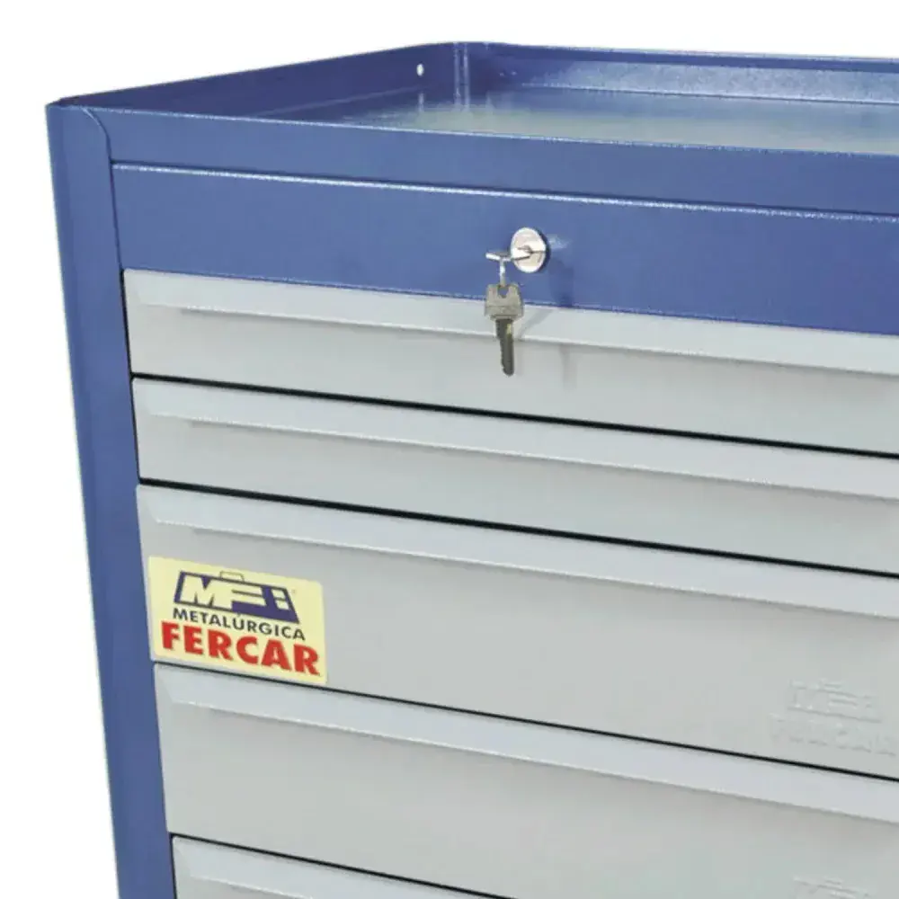 Carrinho de ferramentas fechado azul com 6 gavetas 120KG Fercar — fotografia 10