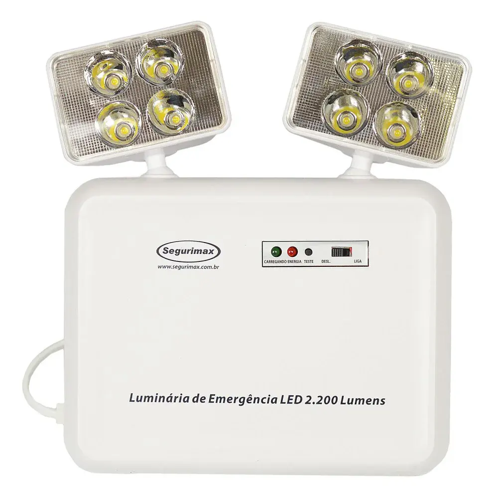 Luz de emergência led 2 faróis 2200LM biv Segurimax — fotografia 2