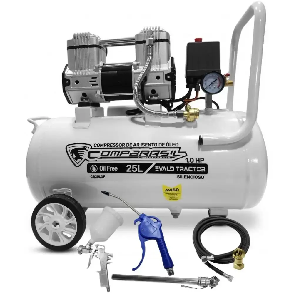 Compressor portátil isento 5,4 pés 1HP 25L com kit 5 peças evald tractor Compbrasil 220 V — fotografia 2