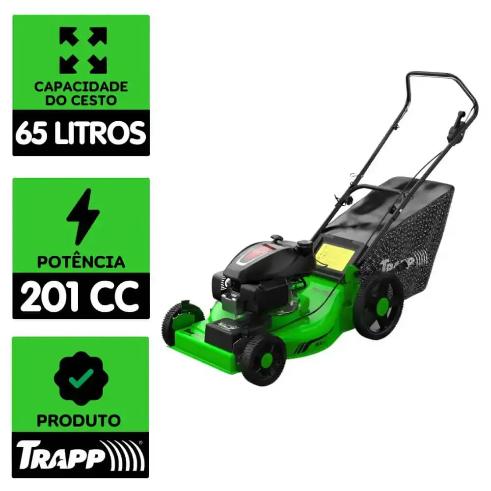 Cortador de grama gasolina 6,5 HP 4T roda alta recolhedor motor honda TH-750 Trapp — fotografia 8