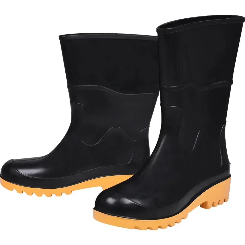 Bota pvc preto/amarelo N37 cano médio sem forro Worker — fotografia de referência