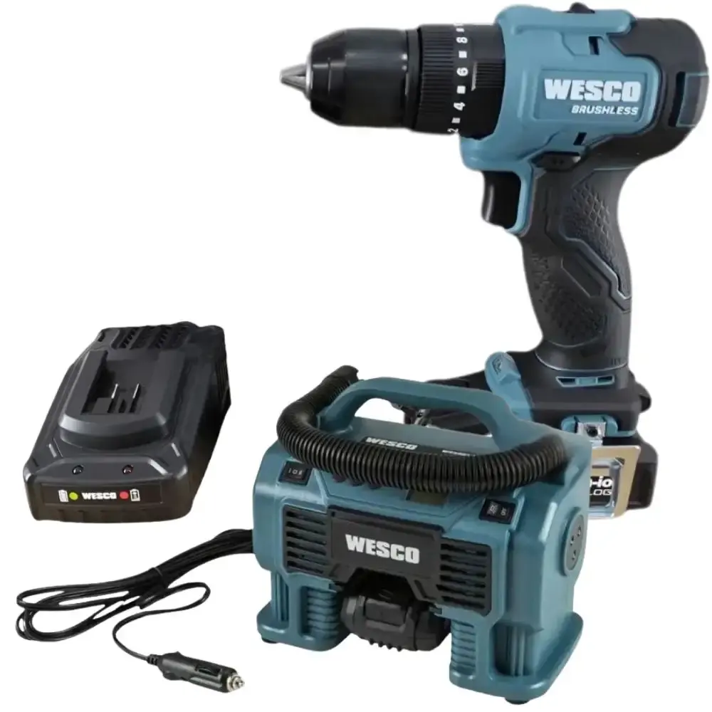 Parafusadeira 18V 1/2 POL com compressor de ar portátil 160 PSI bateria e carregador Wesco