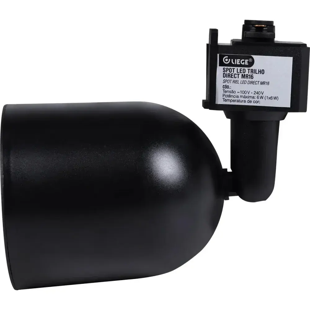 Spot led para trilho 6W 6500K 50/60HZ bivolt preto Liege — fotografia 6